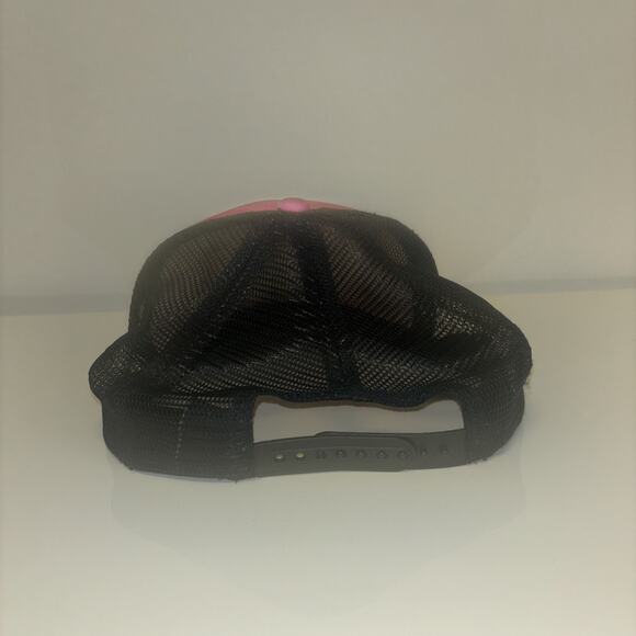 1990's Neon Pink & Blk Trucker Snapback Hat Cap Vintage Dirt Rich Food Compost - Picture 3 of 4